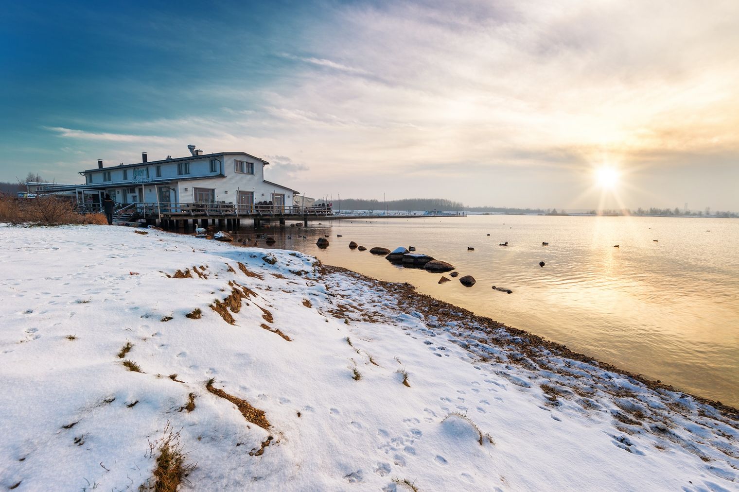 Cospudener See im Winter im Leipziger Neuseenland