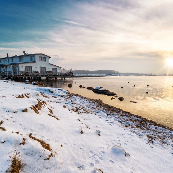 Cospudener See im Winter im Leipziger Neuseenland