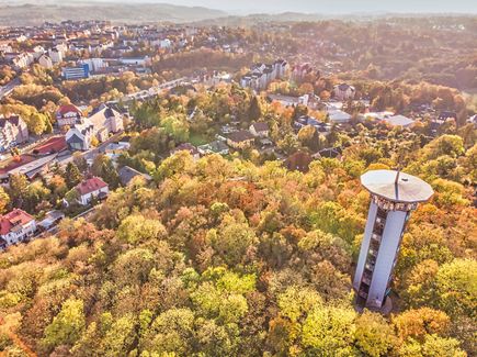 Blick über Plauen mit Aussichtsturm 