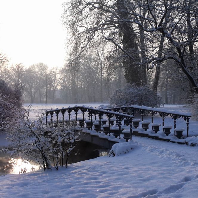 Fuchsienbrücke in Bad Muskau im Schnee