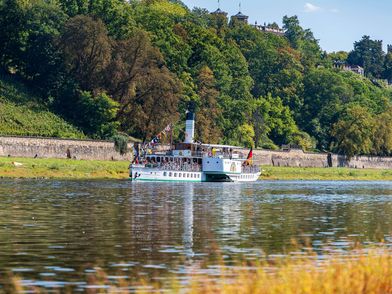 Dampfschiff der Weißen Flotte auf der Elbe