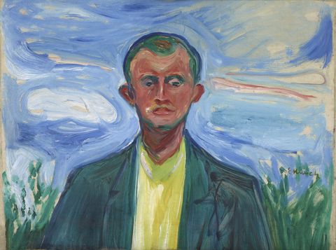 Edvard Munch, Selbstbildnis vor blauem Himmel, 1908