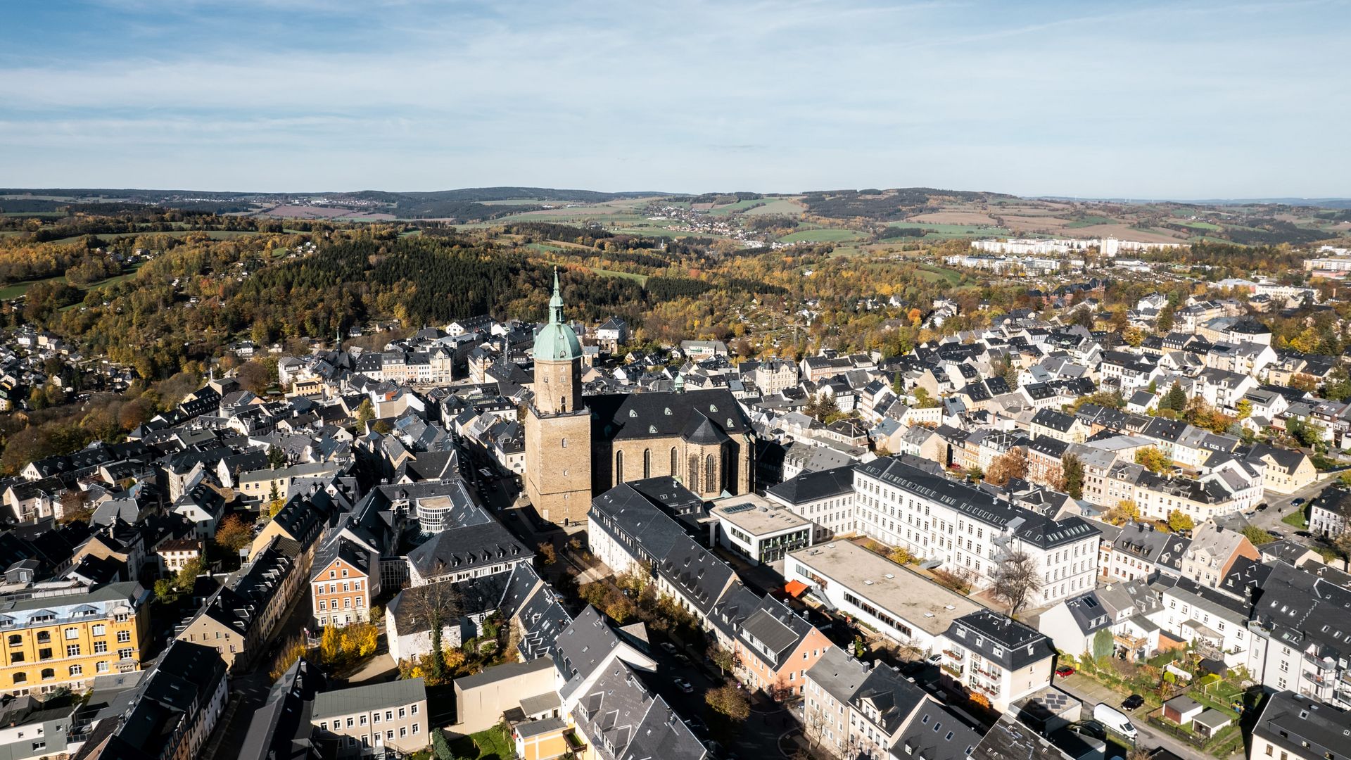 Stadtansicht von Annaberg-Buchholz im Sommer / City view of Annaberg-Buchholz in summer