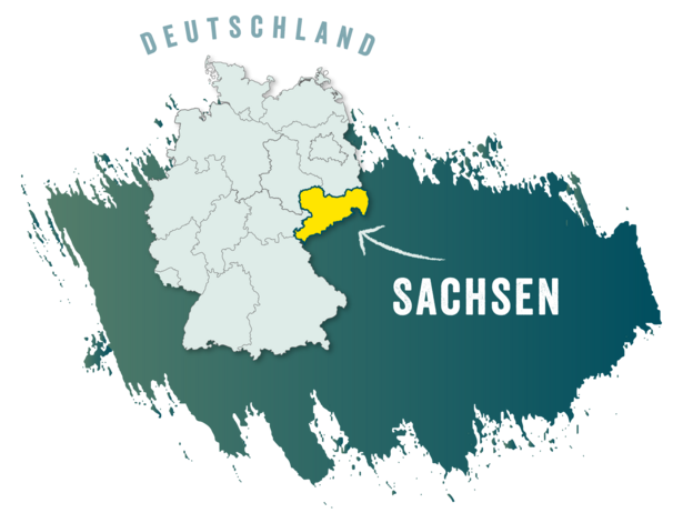 Die Grafik zeigt die Lage von Sachsen innerhalb Deutschlands. 