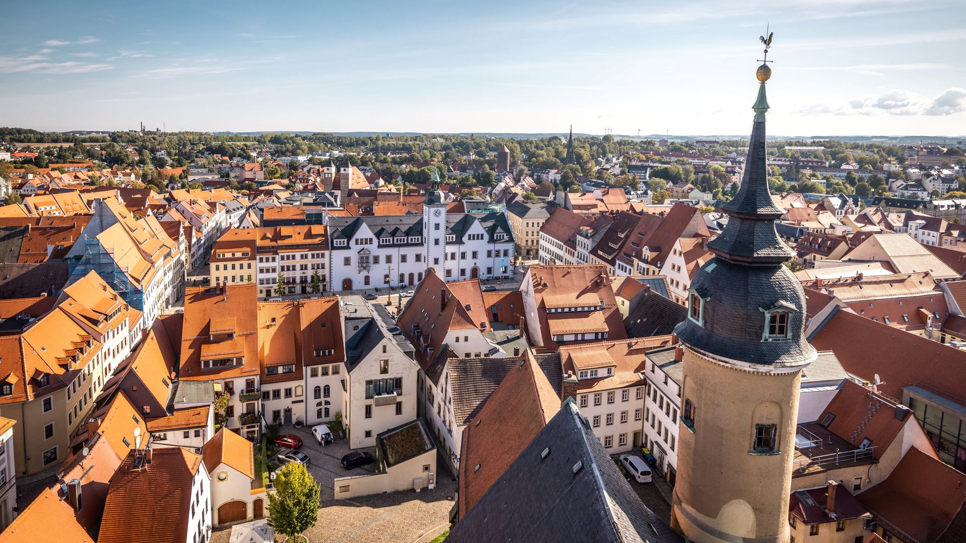 Stadtansicht von Freiberg im Sommer / City view of Freiberg in summer