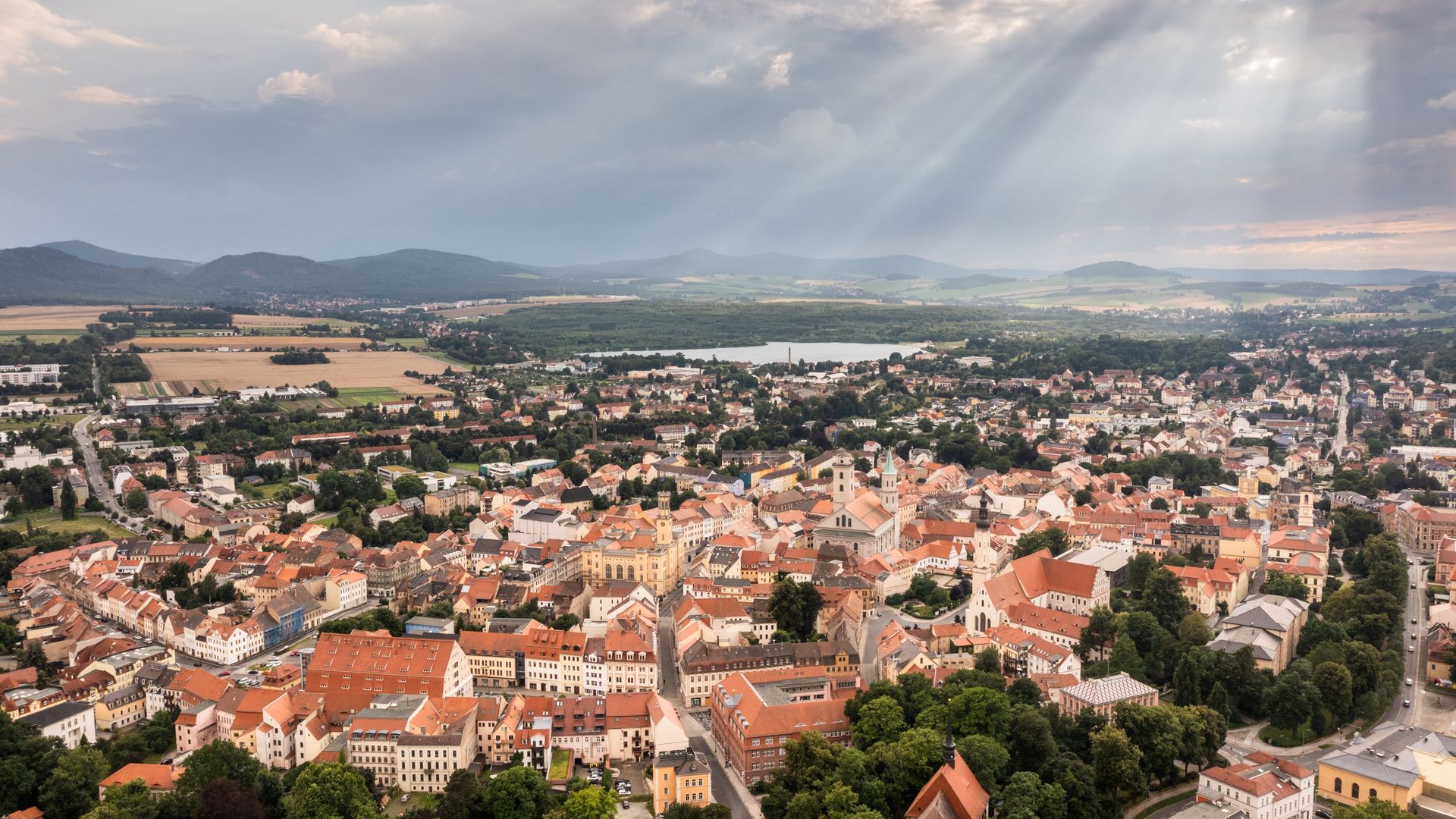Stadtansicht von Zittau im Sommer / City view of Zittau in summer