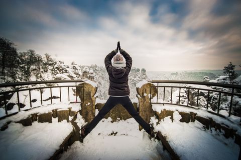 Yoga auf der Basteibrücke
