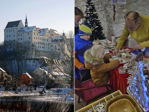 Schloss Colditz an der Mulde – alljährlich findet dort im Advent die Schlossweihnacht statt.