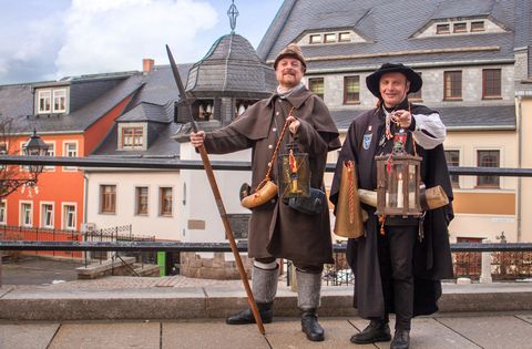 Eine Stadtführung mit dem Schwarzenberger Türmer und der Nachtwächter.
