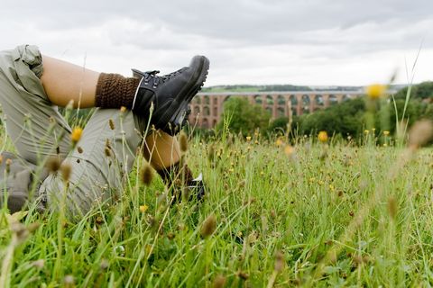 Qualitätswanderweg Vogtland Panorama Weg, Blick auf die Göltzschtalbrücke, größte Ziegelsteinbrücke der Welt