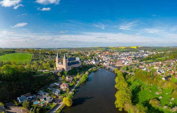 Schloss Rochlitz, Zwickauer Mulde, Drohnenaufnahme